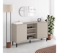 2 Door Sandstone Sideboard Handless Doors Black Metal Legs