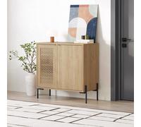 2 Door Sapphire Oak Sideboard Laser Cut Door Black Metal Legs