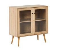 Glass Display Sideboard ALBANY 80 cm Light Brown