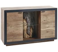 2 Door Sideboard LED Light Wood and Black MARANA