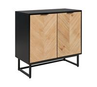 2 Door Sideboard Light Wood and Black ALASKA