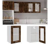 2 Door Small Storage Cabinet Wall Hanging Wood Display Glass Cupboard Kitchen