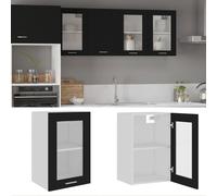 2 Door Small Storage Cabinet Wall Hanging Wood Display Glass Cupboard Kitchen