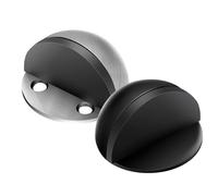 2 Door Stoppers for Floor, Door Stops Indoors, Stainless Steel Door Stopper, no Drilling Required, Suitable for Living Room Doors, Bedroom Doors, Kitchen Doors, and Some Windows (Silver, Black)