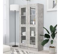 vidaXL Vitrine Cabinet Concrete Grey Engineered Wood Bookcase Storage Unit