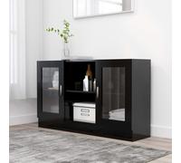 vidaXL Vitrine Cabinet Black Engineered Wood Sideboard Storage Side Cupboard