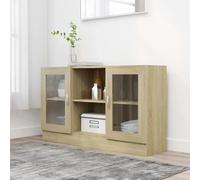 vidaXL Vitrine Cabinet Sonoma Oak Glass-Front Sideboard 120 x 30.5 x 70 cm (802789)