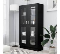 vidaXL Vitrine Cabinet Black Engineered Wood Bookcase Storage Unit Furniture