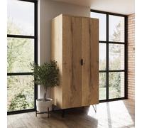 Fisso 2 Door Cracked Oak Double Wardrobe FWStyle Brown One Size