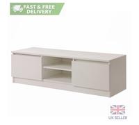 2 Door White TV Stand Media Unit Cabinet with Storage and Shelves