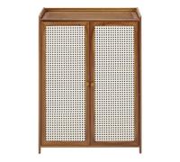 2 Doors Bamboo Shoe Storage Cabinet Entrance Hallway Organiser Sideboard W/ Rattan Doors