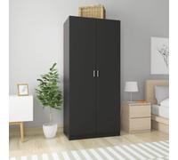 2 Doors Wardrobe Bedroom Clothes Storage Cupboard w/ Compartment & Hanging Rail