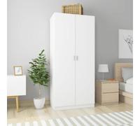 2 Doors Wardrobe Bedroom Clothes Storage Cupboard w/ Compartment & Hanging Rail