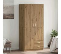 2 Doors Wardrobe Clothes Storage Cupboard & Hanging Rail Rod Bedroom Furniture
