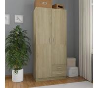 2 Doors Wardrobe Clothes Storage Cupboard & Hanging Rail Rod Bedroom Furniture