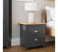 2 drawer bed side drawers Country style bedroom furniture - Black Lancaster