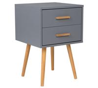 Modern Bedside Table Grey 2 Drawer Storage Solid Wood Legs Side End Alabama