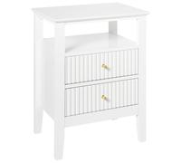 Beliani 2 Drawer Bedside Table ASSISI White, White