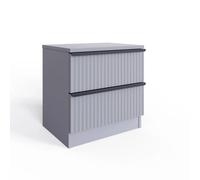 2 Drawer Bedside Table Chest Dark Matt Grey Ripple Effect FWStyle Grey One Size