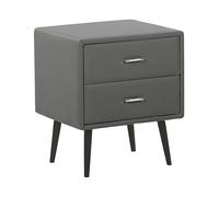 Beliani 2 Drawer Bedside Table ESSONNE Faux Leather Grey, Grey