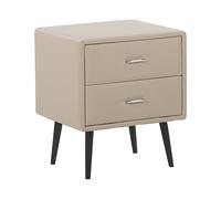 Beliani 2 Drawer Bedside Table ESSONNE Faux Leather Beige
