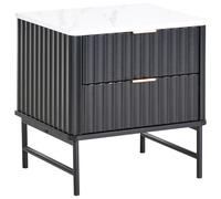Beliani 2 Drawer Bedside Table Glastonbury Marble/ Black