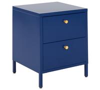 Beliani 2 Drawer Bedside Table KYLEA Metal Navy Blue, Blue