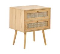 2 Drawer Bedside Table PEROTE Rattan Light Brown