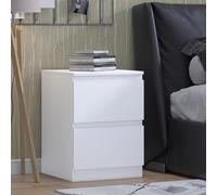 2 Drawer Bedside Table Modern Bedroom Furniture No Handle Design Matt White