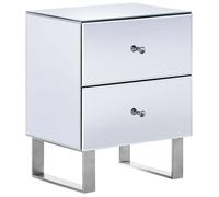 Beliani 2 Drawer Bedside Table NESLE Glass Silver, Silver