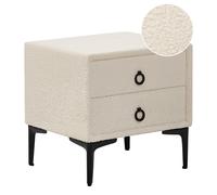 Beliani 2 Drawer Bedside Table SEZANNE Boucle Off-White, White