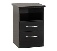 Seconique Nevada 2 Drawer Bedside - Black Gloss, Black