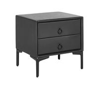 2 Drawer Bedside Table SEZANNE Faux Leather Black