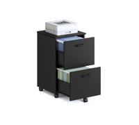 2-Drawer Filing Cabinet, Mobile File Cabinet for Home Office, Matte Black