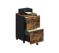 2-Drawer Filing Cabinet, Mobile File Cabinet for Home Office, Rustic Brown + Black