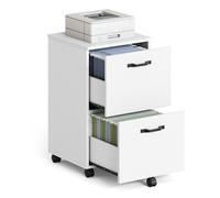 2-Drawer Filing Cabinet, Mobile File Cabinet for Home Office, White
