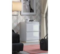 2 Drawer High Gloss White Bedside Chest - Stora FWStyle White One Size