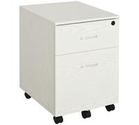 2-Drawer Locking Office Filing Cabinet 5 Wheels Rolling Storage White Vinsetto