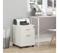HOMCOM 2 Drawer Locking Office Filing Cabinet With 5 Wheels White, White