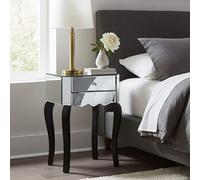 2 Drawer Mirrored Glass Side Top Bedside Table with MDF Base, Orchid