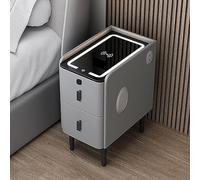 2 Drawer Nightstand White/Grey/orange Nightstand Led Nightstand Modern With Wireless Charging Fingerprint Lock And Audio Smart Bedside Table With 3 Color LED Lights ( Color : Gris , Size : 35*40*50cm
