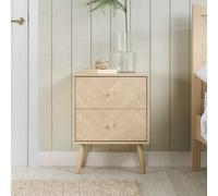 2 Drawer Oak Brown Wooden Bedside Birlea Herringford