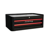 Mid-Box 2 Drawer Retro Style - Black with Red Anodised Drawer Pulls