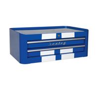 Mid-Box 2 Drawer Retro Style - Blue with White Stripes