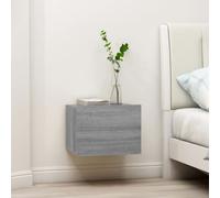 2 Drawers Wooden Bedsides Cabinet Floating Nightstand Wall-Mounted Side-Table