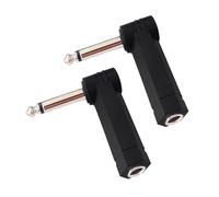 2 Dual-Channel 1/4 Inch Right-Angle Connector ABS/Metal for Live Sound & Compact Setups Right Angles Adapter Male to Female