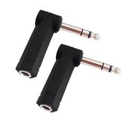 2 Dual-Channel 1/4 Inch Right-Angle Connector ABS/Metal for Live Sound & Compact Setups Right Angles Adapter Male to Female