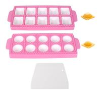 2 Dumpling Molds 1 White Spatula Pink Ravioli Mold 10 Grids Round Square Shape Ravioli Mold DIY Cooking Tools Kitchen Utensils