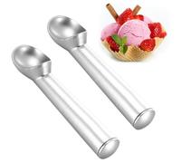 2 Durable Aluminium Ice Cream Tools, Non-Stick Anti-Freeze Scoop Set for Gelato, Sorbet, Cookie Mix, Melon & Nuts, Smooth Dessert Server with Ergonomic Handle
