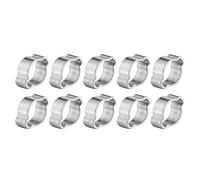 2-Ear Hose Clamps, Akozon Two-Ear Hose Drive Clamp Tube Clip 10pcs Hose Clamp Stainless Steel Two-Ear Pipe Clip Hoop Plumbing Fastener Fule Petrol Pipe Tube(9-11MM)